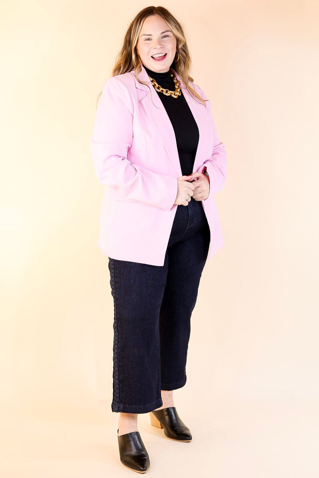 Winning Awards Long Sleeve Blazer in Light Pink