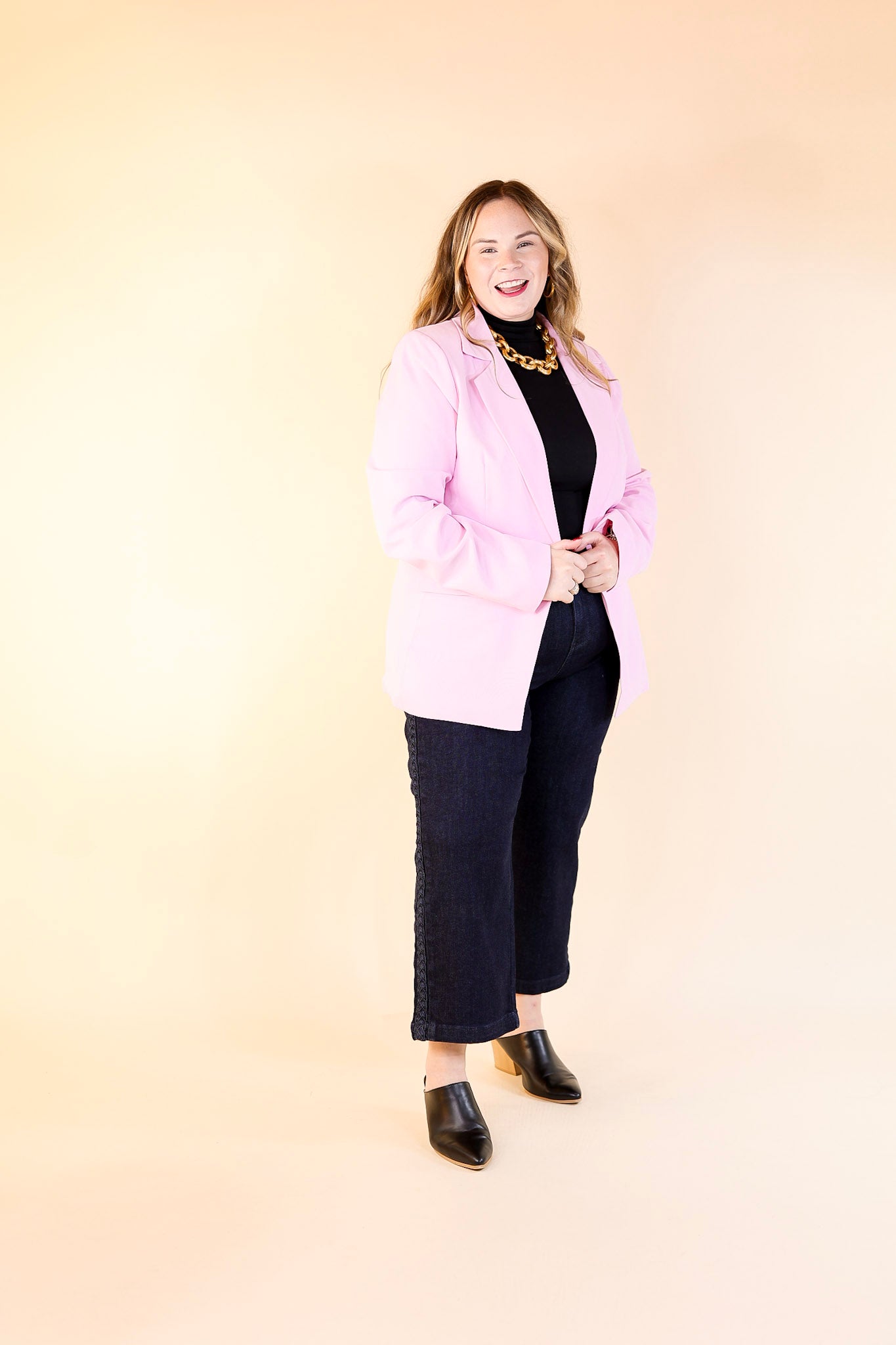 Winning Awards Long Sleeve Blazer in Light Pink