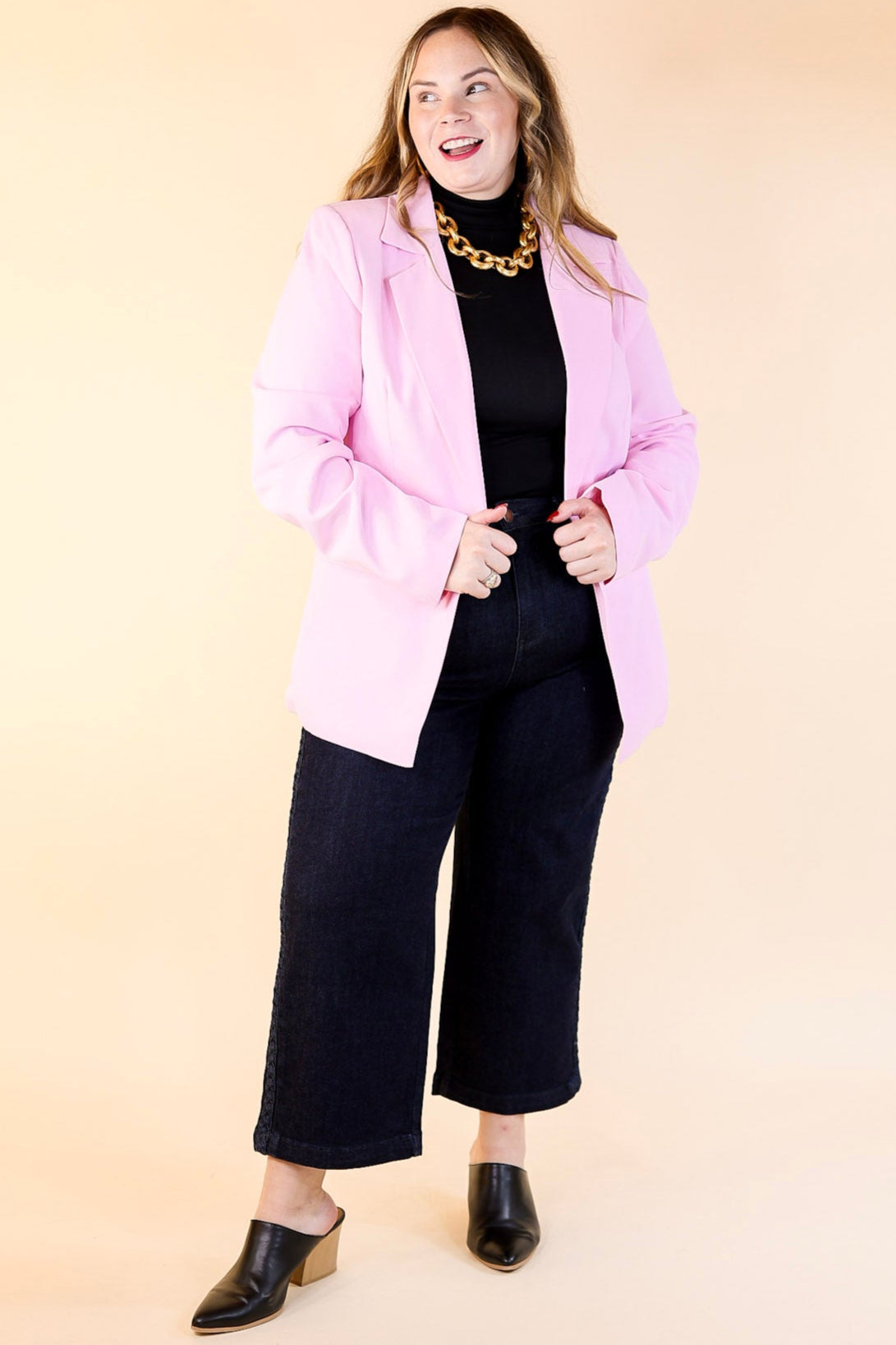 Winning Awards Long Sleeve Blazer in Light Pink