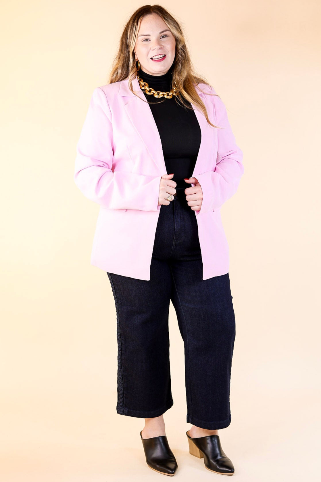 Winning Awards Long Sleeve Blazer in Light Pink