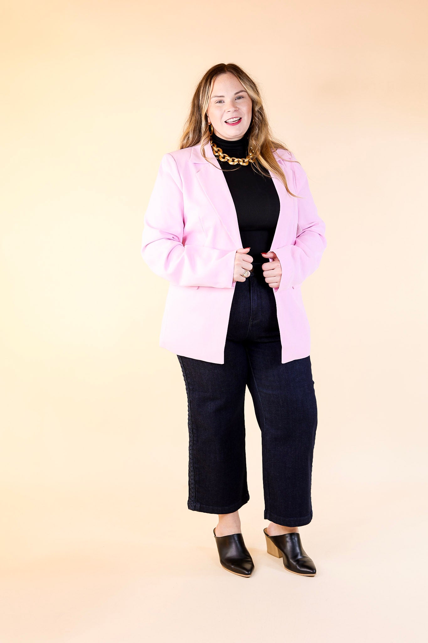 Winning Awards Long Sleeve Blazer in Light Pink