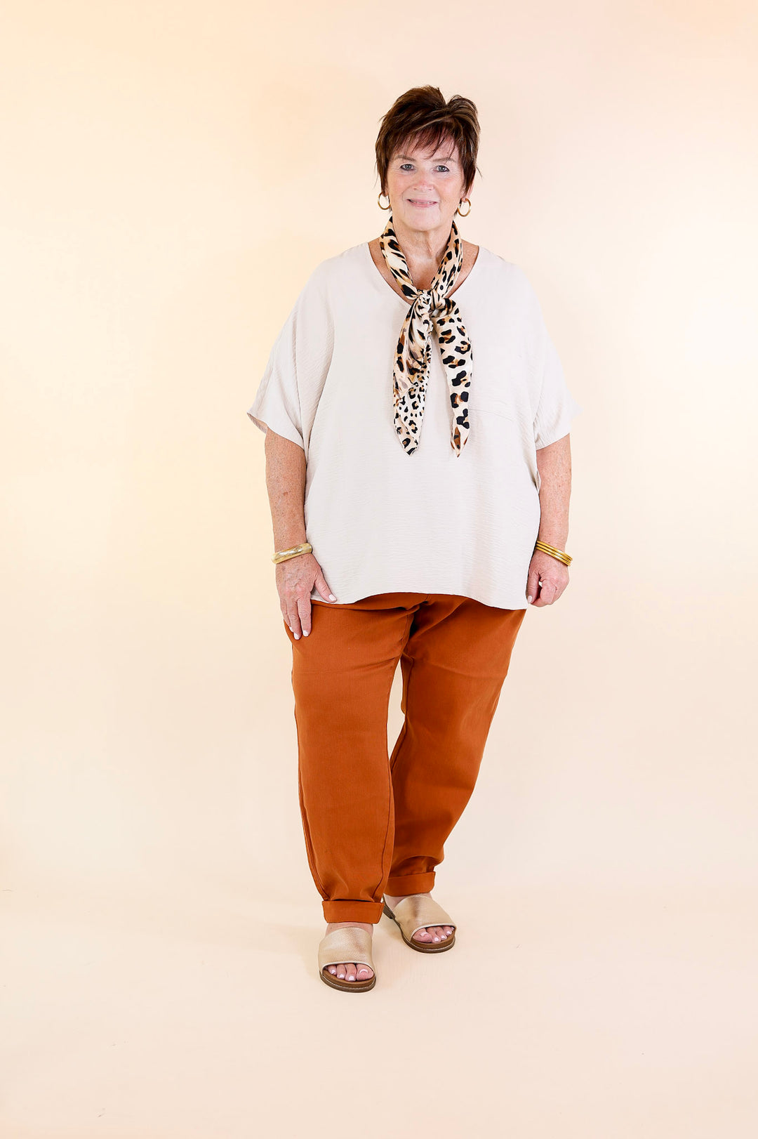 Judy Blue | Keep It A Secret Relaxed Pull on Denim Jean Joggers in Rust Orange