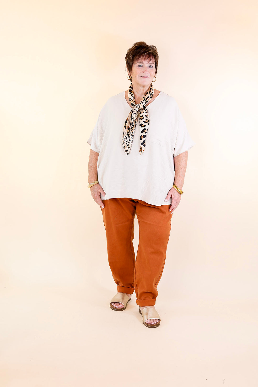 Judy Blue | Keep It A Secret Relaxed Pull on Denim Jean Joggers in Rust Orange