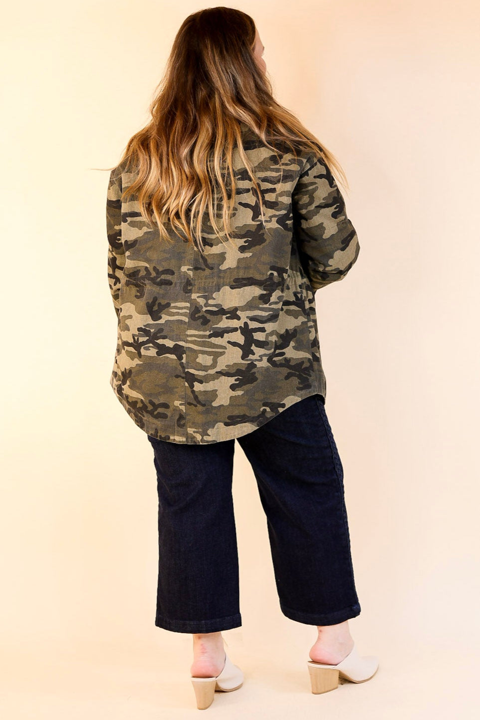 Colder Weather Button and Zip Up Utility Jacket in Camouflage