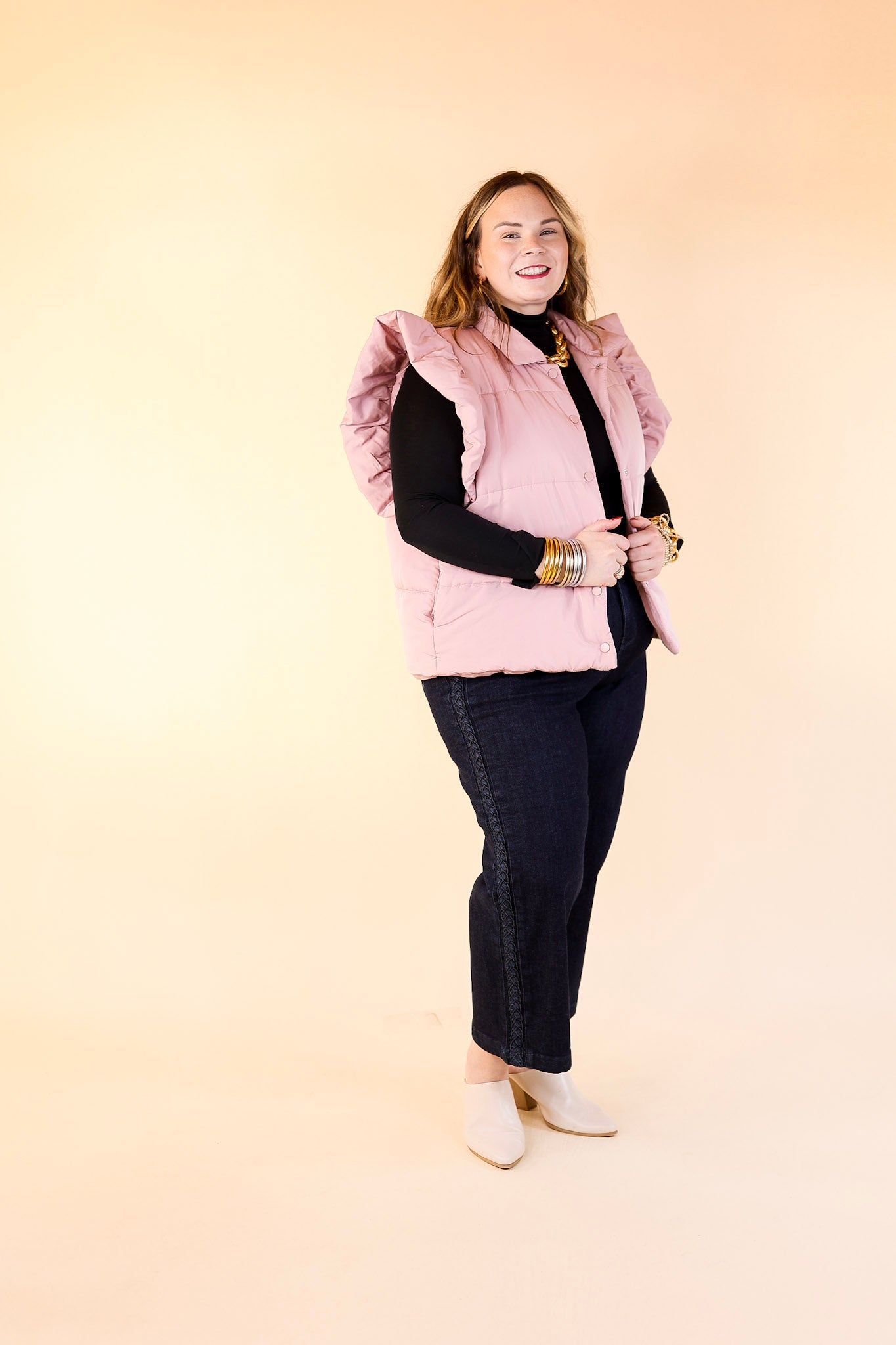 Frozen Enchantments Puffer Vest in Blush Pink