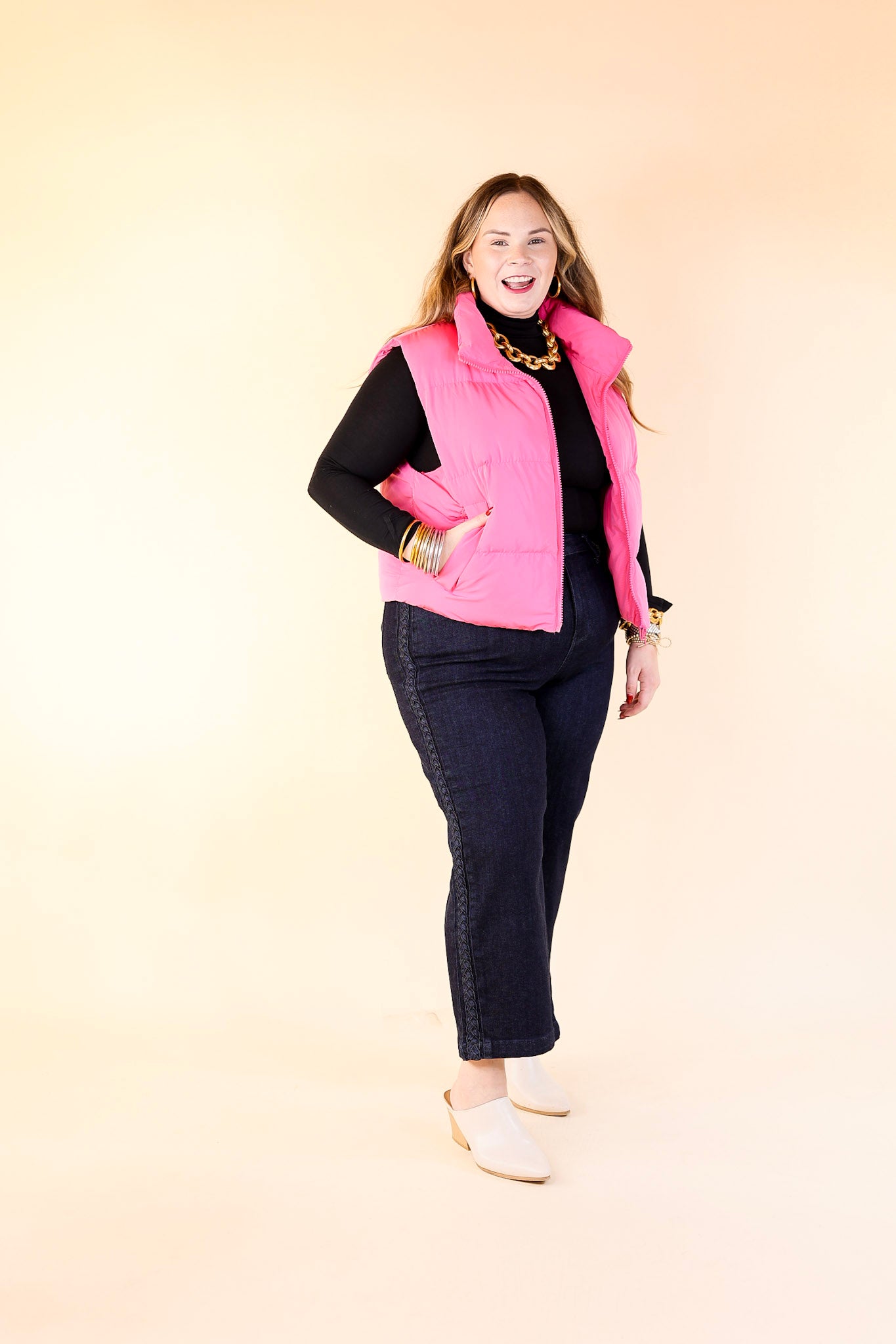 Whispering Pines Puffer Vest in Pink