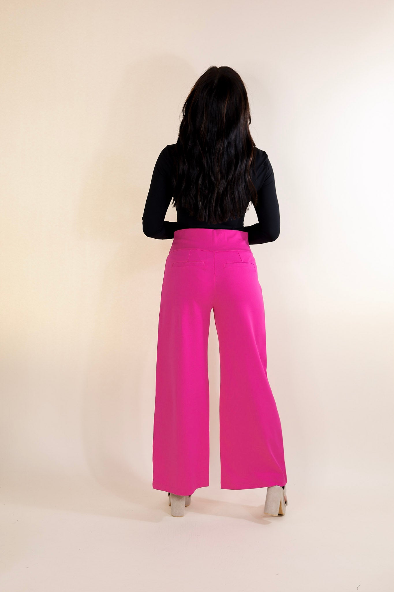 Confident Stride Cropped Wide Leg Pant in Hot Pink