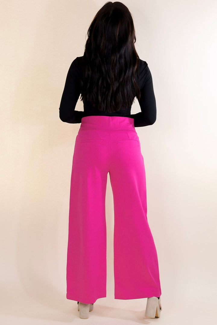 Confident Stride Cropped Wide Leg Pant in Hot Pink