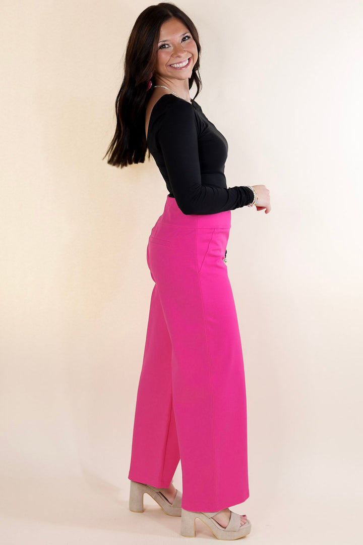 Confident Stride Cropped Wide Leg Pant in Hot Pink