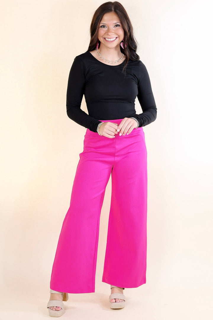 Confident Stride Cropped Wide Leg Pant in Hot Pink