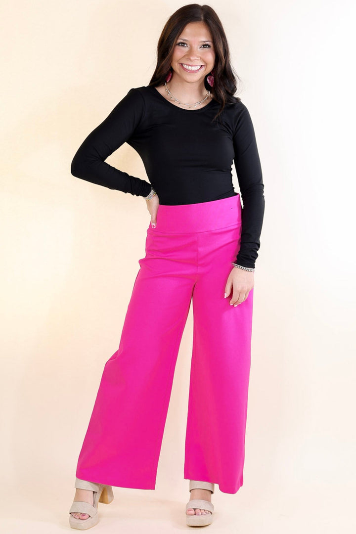 Confident Stride Cropped Wide Leg Pant in Hot Pink