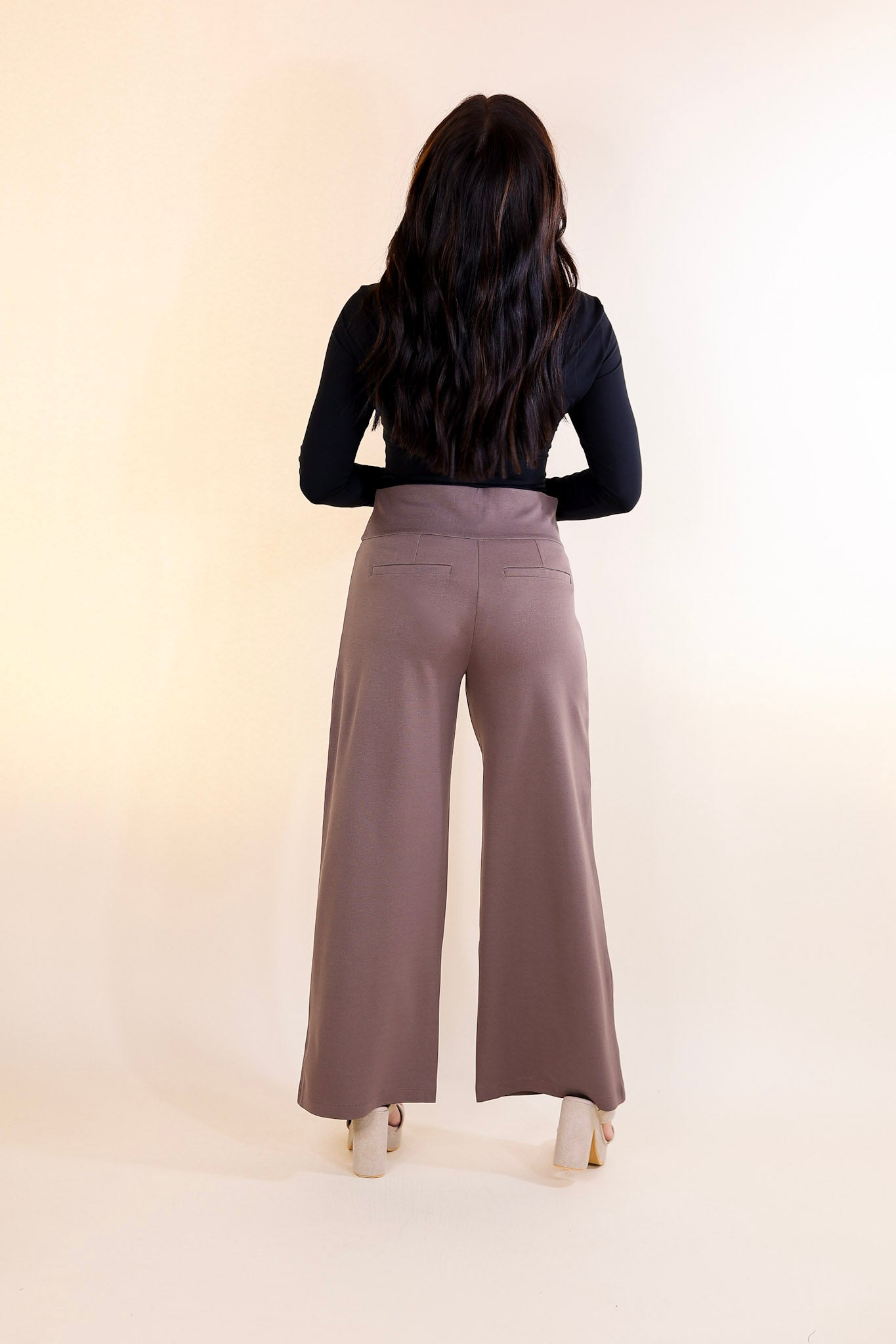 Confident Stride Cropped Wide Leg Pant in Dark Mocha Brown