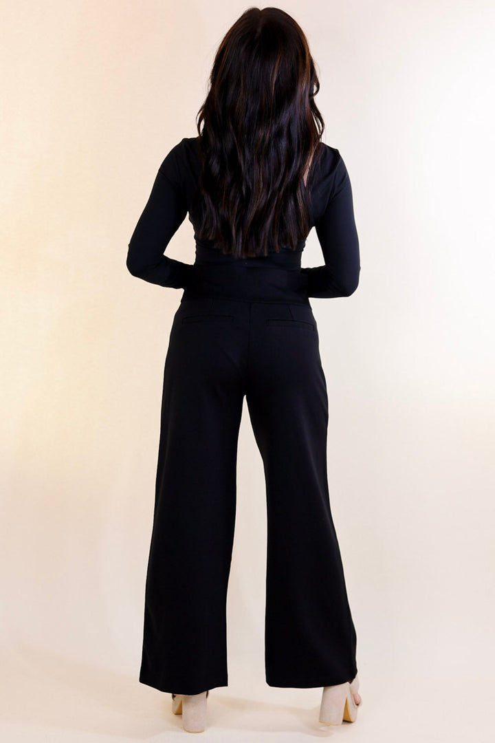 Confident Stride Cropped Wide Leg Pant in Black