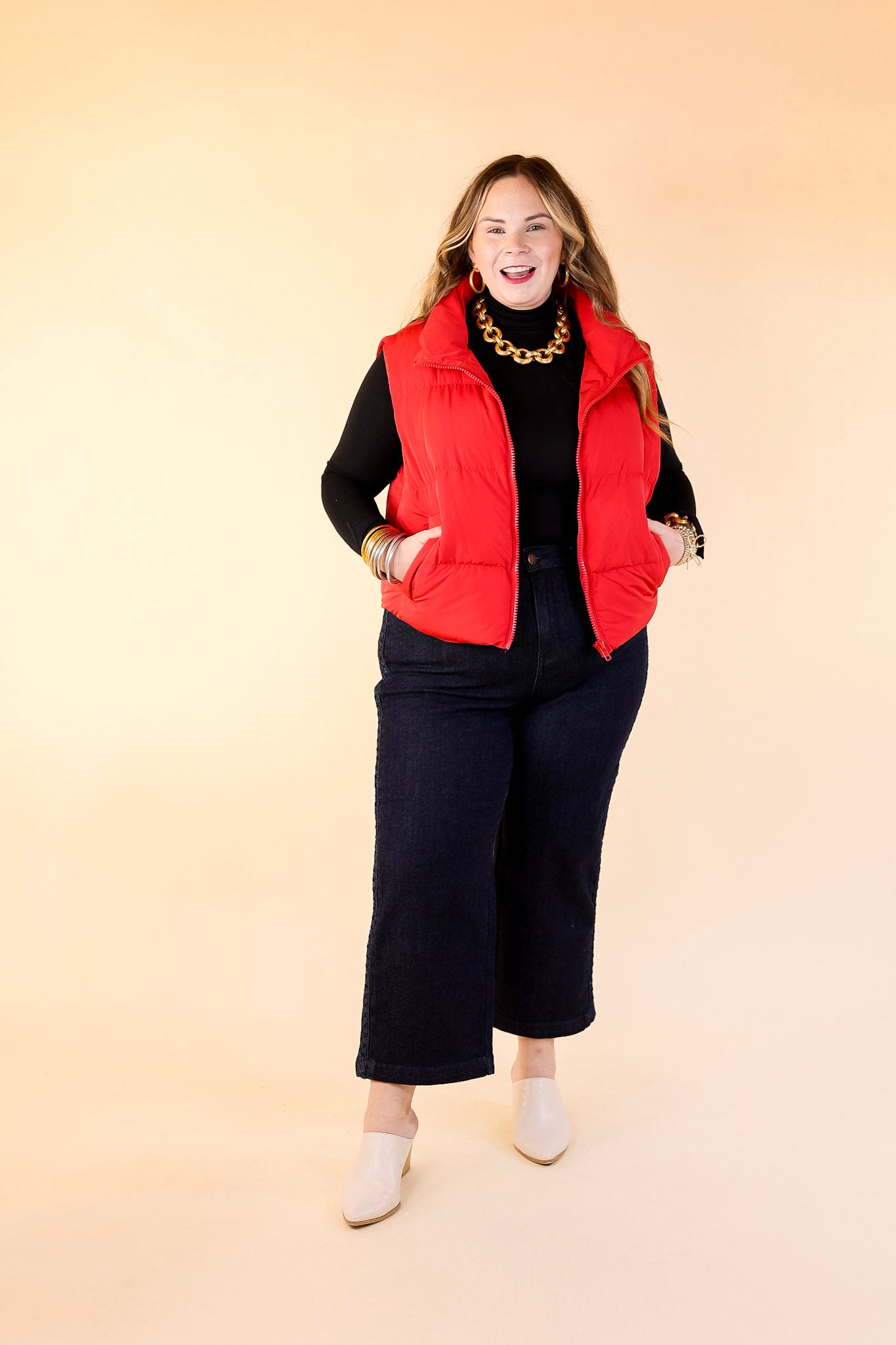 Whispering Pines Puffer Vest in Red