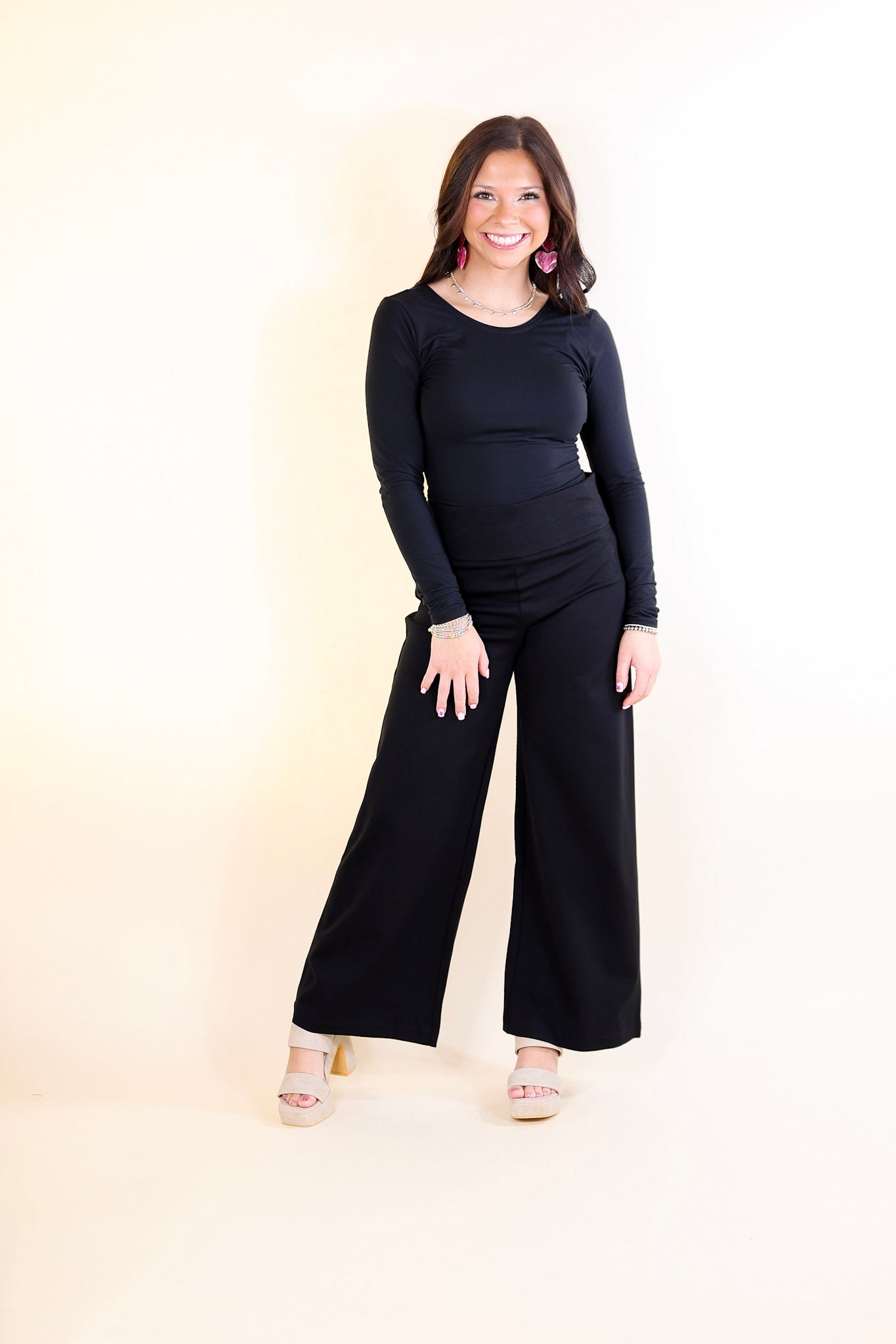 Confident Stride Cropped Wide Leg Pant in Black