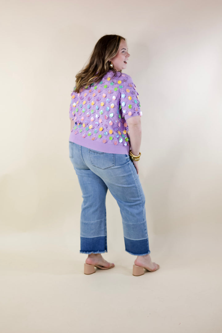 Queen Of Sparkles | Eggcellent Style Easter Egg Sweater in Purple - Giddy Up Glamour Boutique