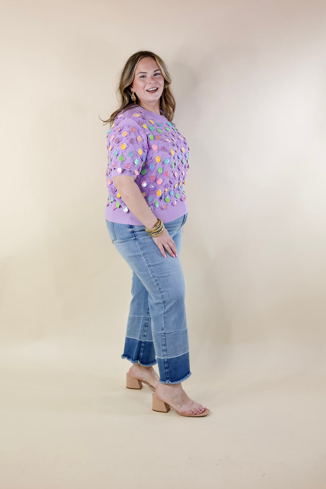 Queen Of Sparkles | Eggcellent Style Easter Egg Sweater in Purple - Giddy Up Glamour Boutique