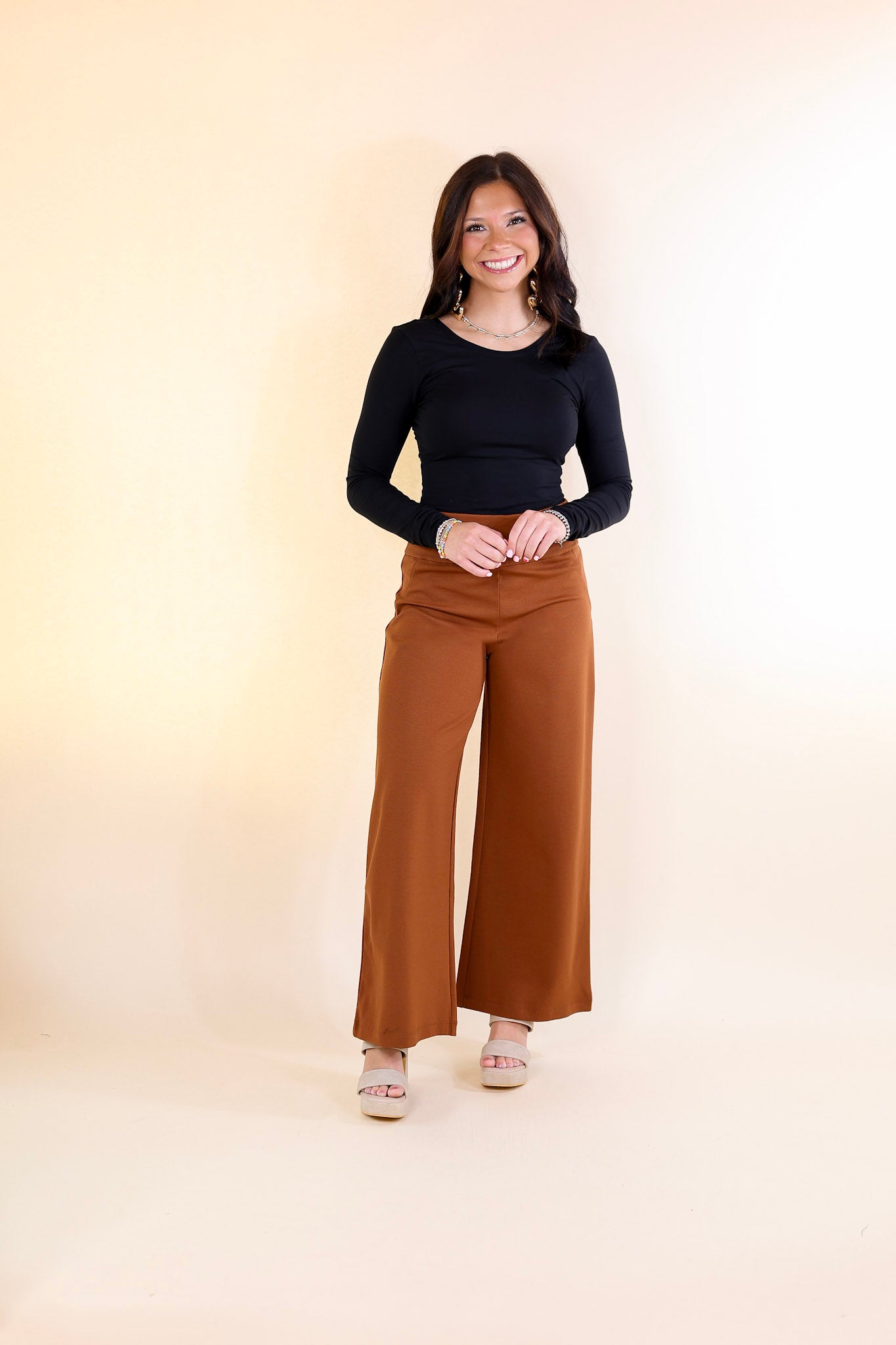 Confident Stride Cropped Wide Leg Pant in Rust Orange