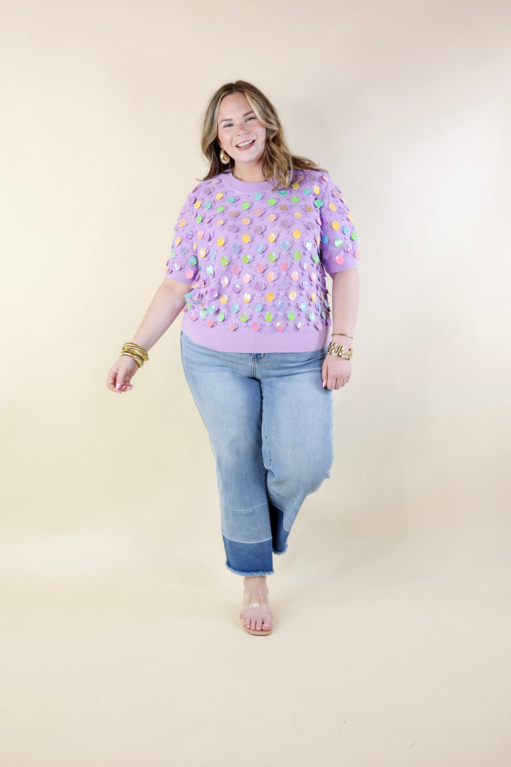 Queen Of Sparkles | Eggcellent Style Easter Egg Sweater in Purple - Giddy Up Glamour Boutique