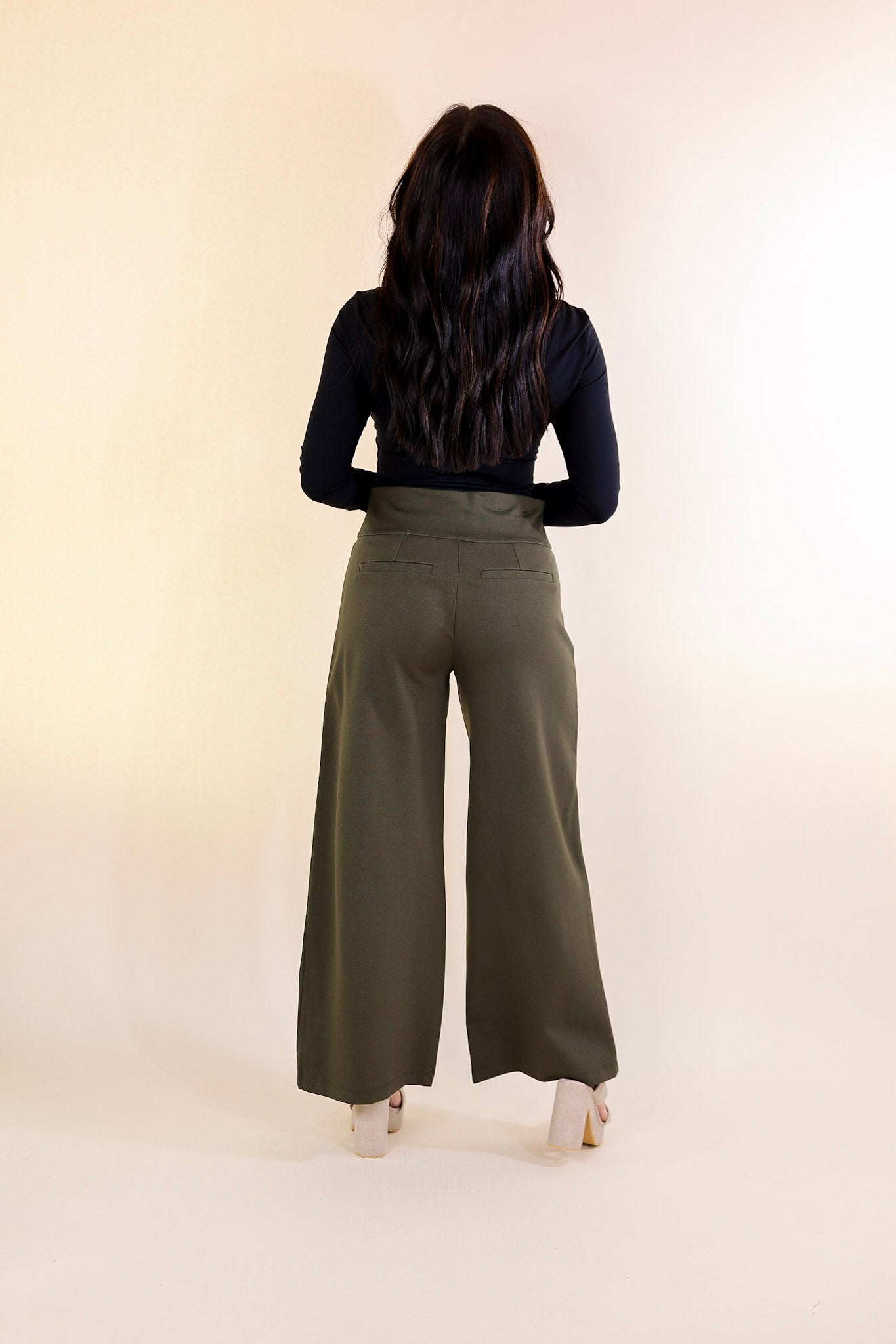 Confident Stride Cropped Wide Leg Pant in Olive Green