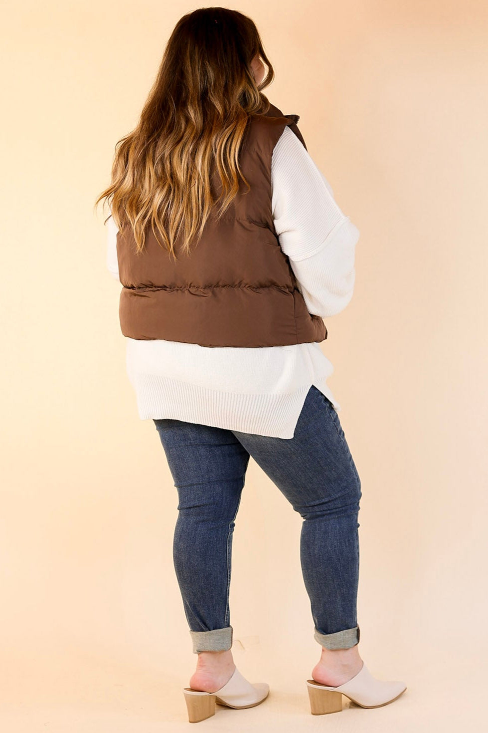 Whispering Pines Puffer Vest in Chocolate Brown