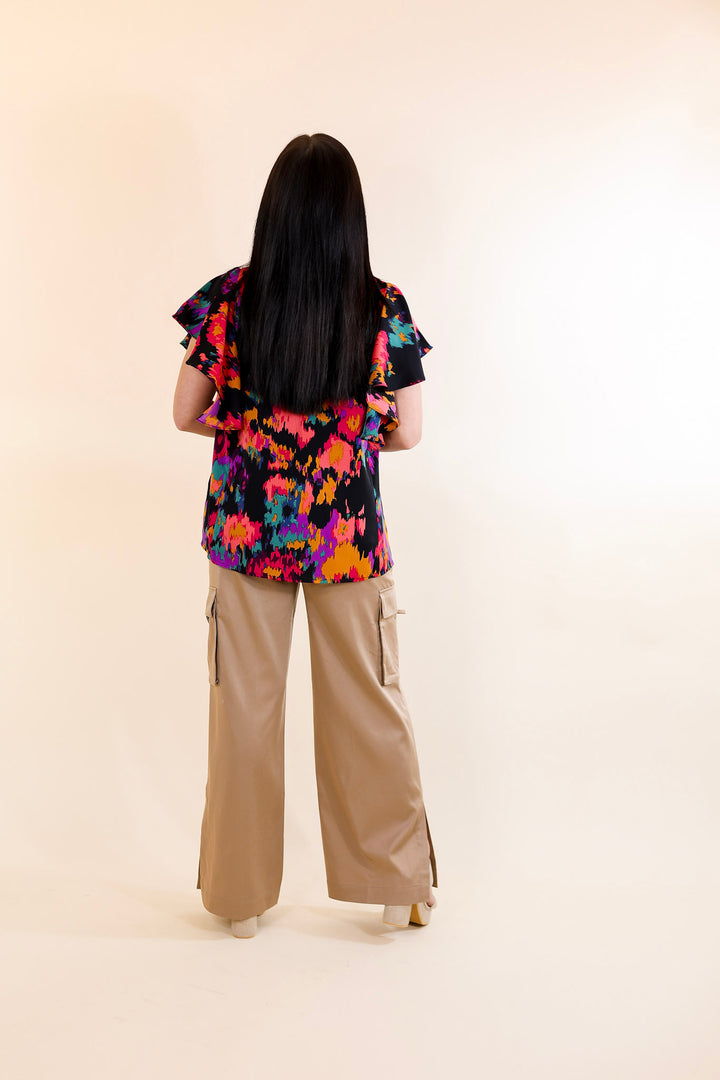 Last Chance Size Small and Medium | Endless Charisma Short Sleeve Blouse in Black