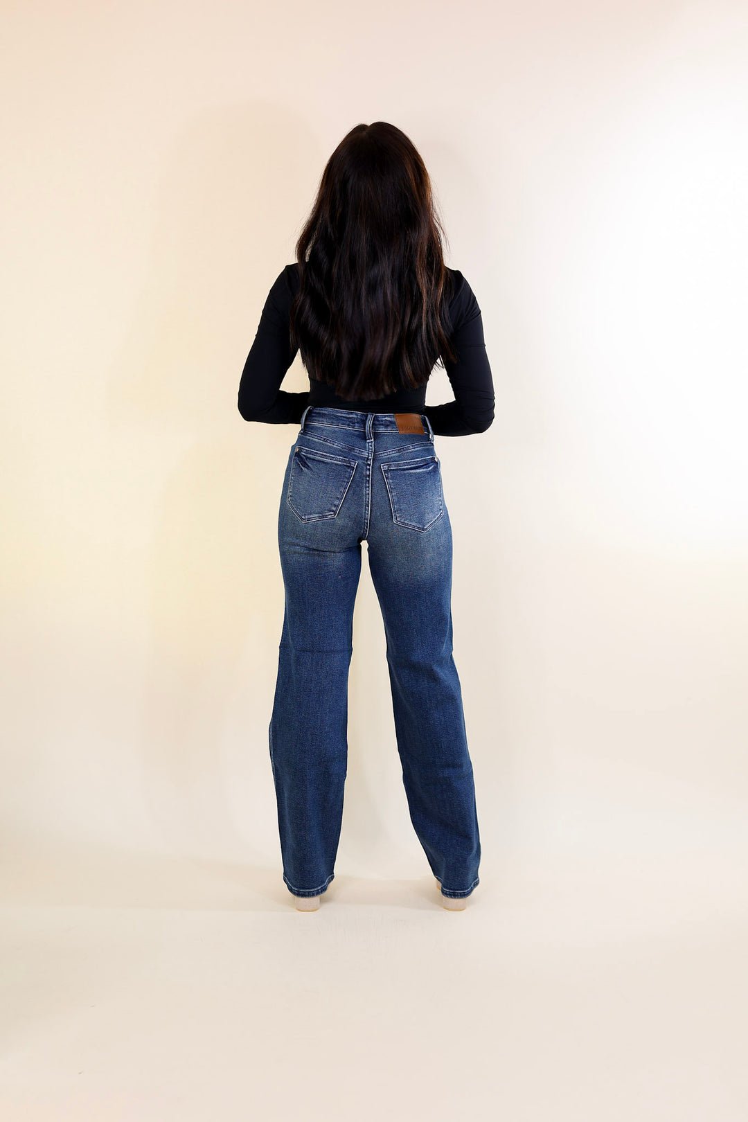 Judy Blue | Western Wanderer Straight Leg Jean with Western Seam Detail in Dark Wash