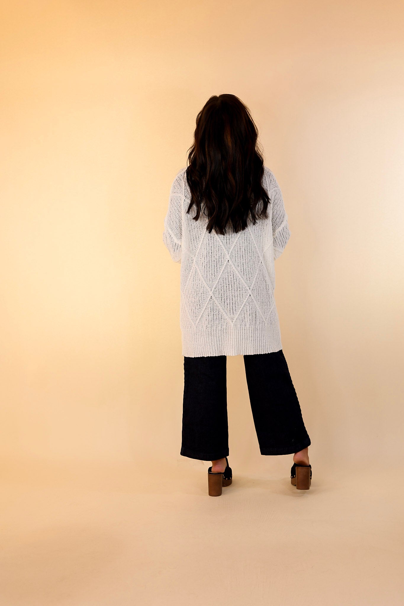 Fashionable Comfort Knit Cardigan with Pockets in Ivory