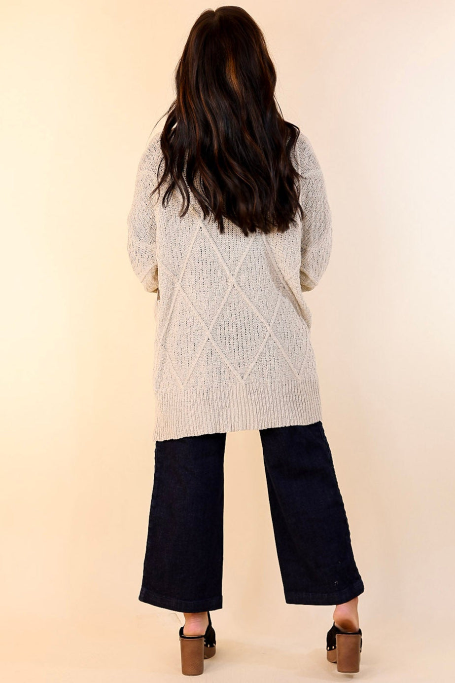 Fashionable Comfort Knit Cardigan with Pockets in Light Taupe