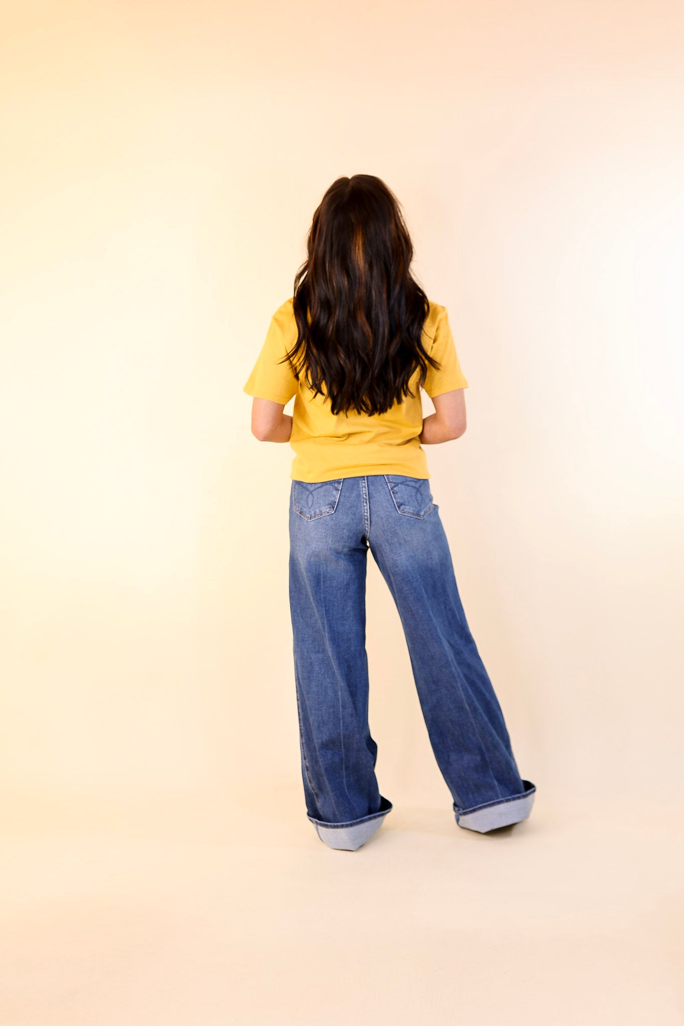 Rodeo Desert Fringe Design Short Sleeve Graphic Tee in Mustard Yellow