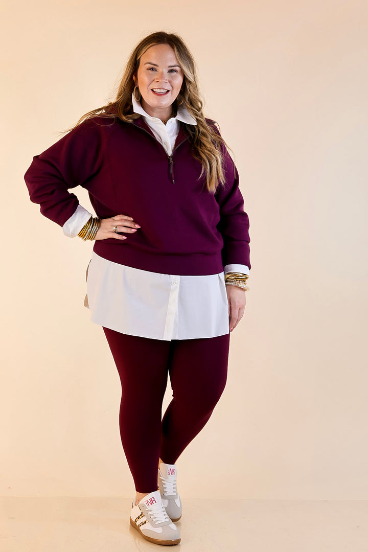 SPANX | Booty Boost® Performance and Shaping 7/8 Leggings in Plum Berry (Maroon)