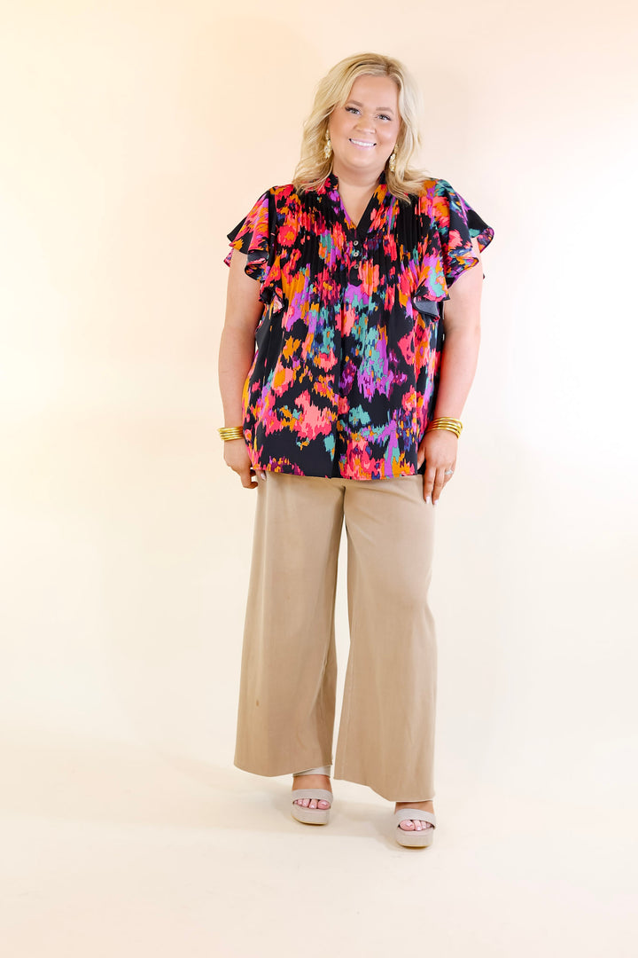 Last Chance Size Small and Medium | Endless Charisma Short Sleeve Blouse in Black