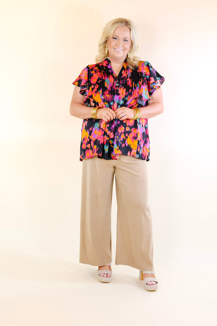 Last Chance Size Small and Medium | Endless Charisma Short Sleeve Blouse in Black