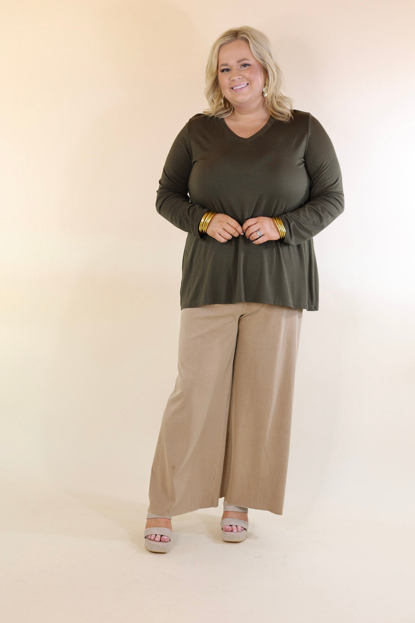 Lyssé | Erin Wide Leg Denim Trousers in Tan