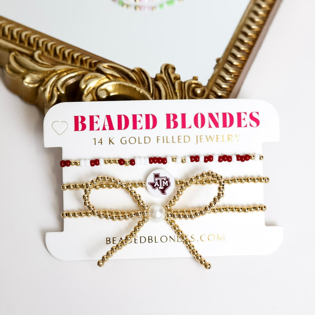 Beaded Blondes | Set of 3 | Texas A&M Gameday Bracelet Stack