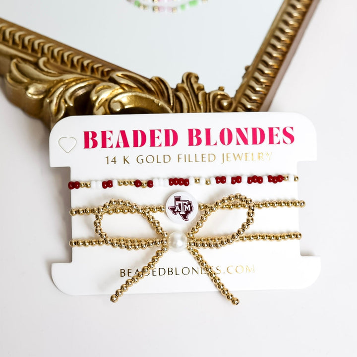Beaded Blondes | Set of 3 | Texas A&M Gameday Bracelet Stack