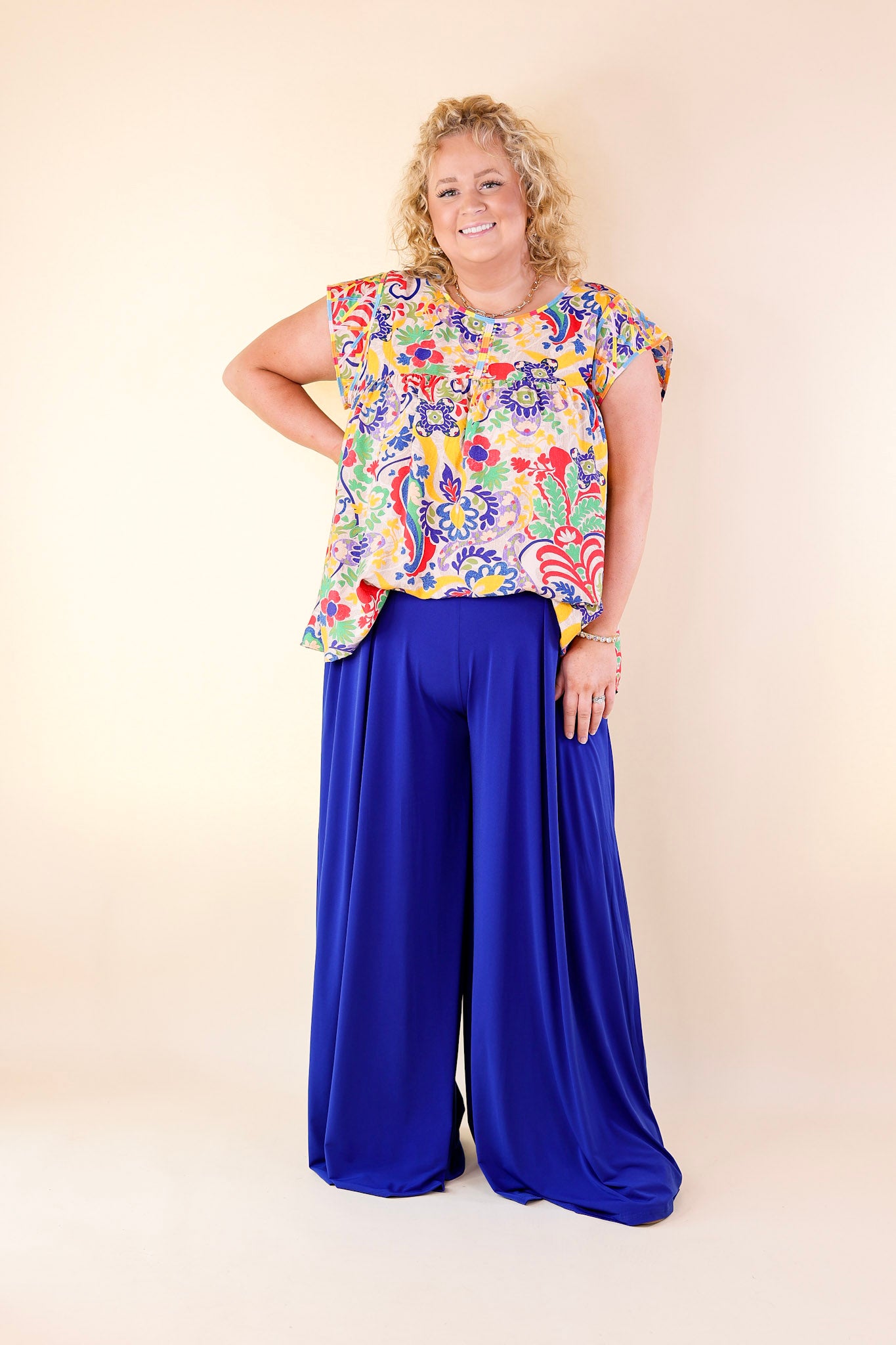 Vibrant Vista Multi-Color Paisley and Floral Print Top with Embroidery - Giddy Up Glamour Boutique