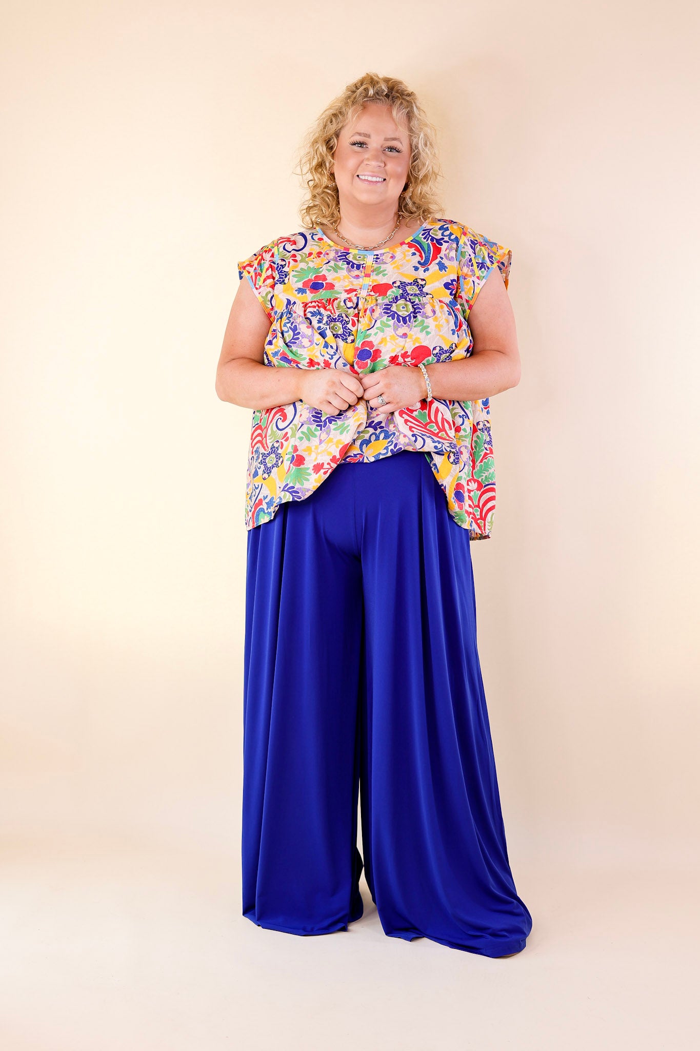 Vibrant Vista Multi-Color Paisley and Floral Print Top with Embroidery - Giddy Up Glamour Boutique