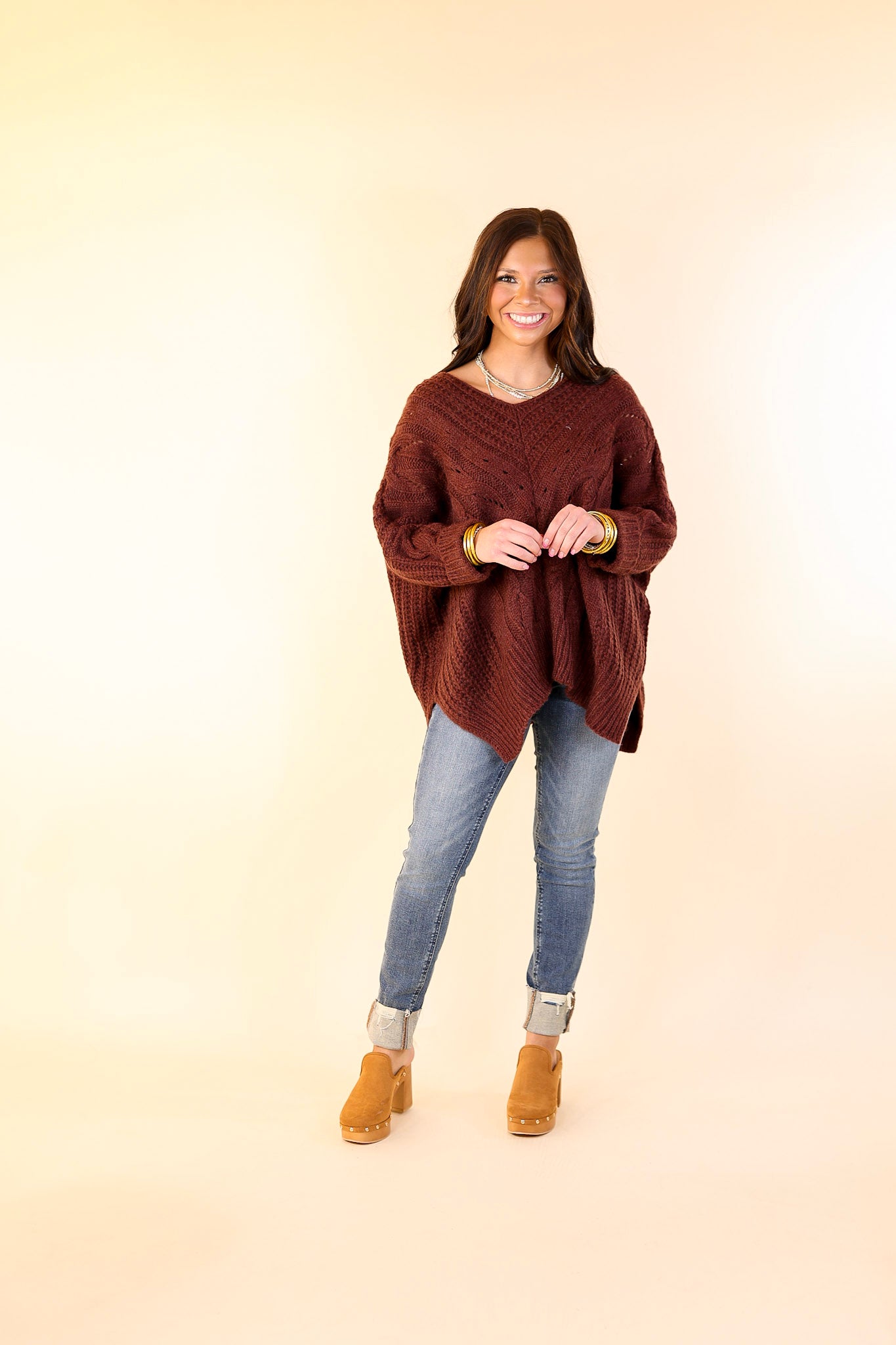 Crisp Morning Air Oversized Dolman 3/4 Sleeve Sweater in Maroon