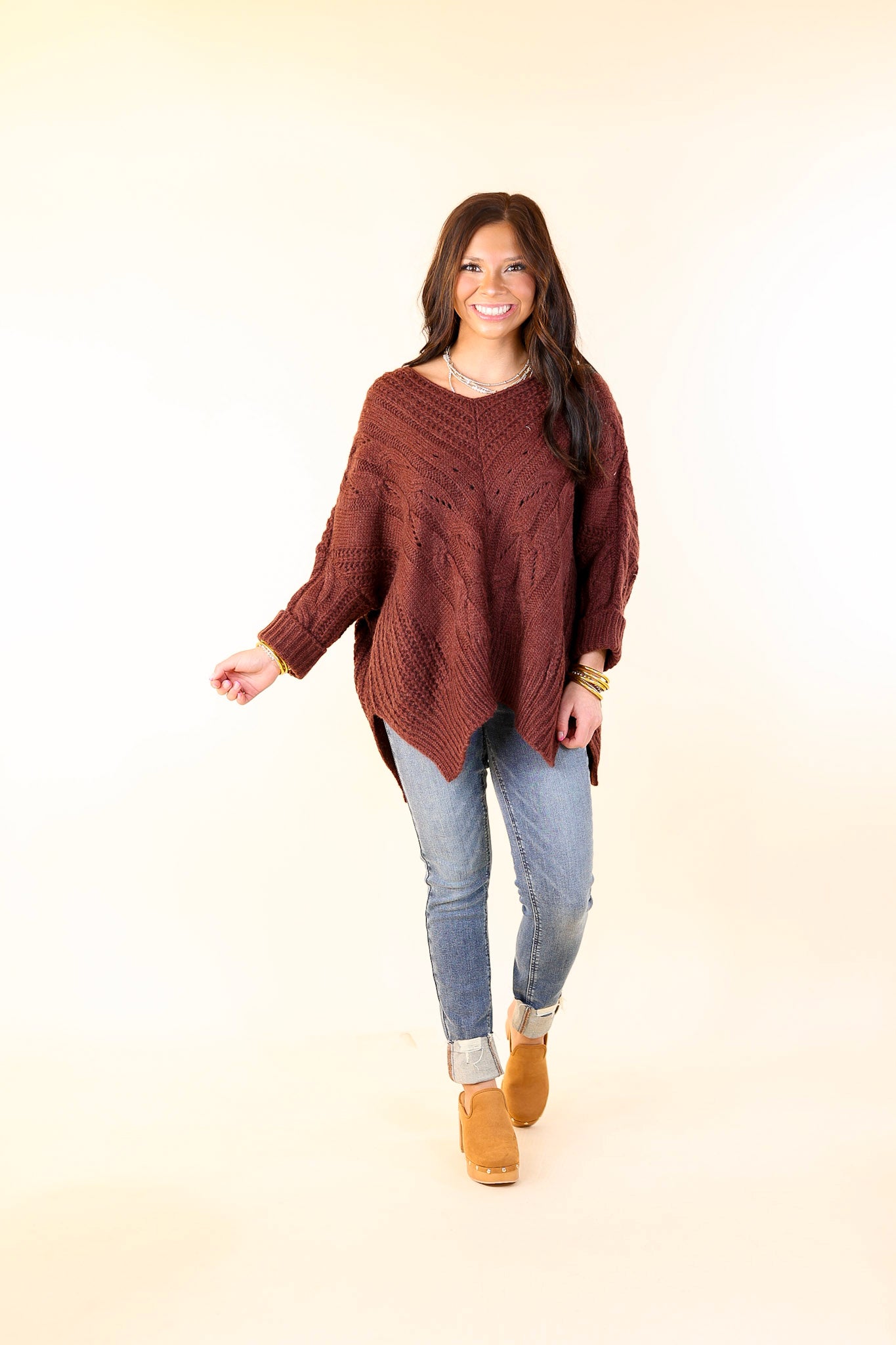 Crisp Morning Air Oversized Dolman 3/4 Sleeve Sweater in Maroon