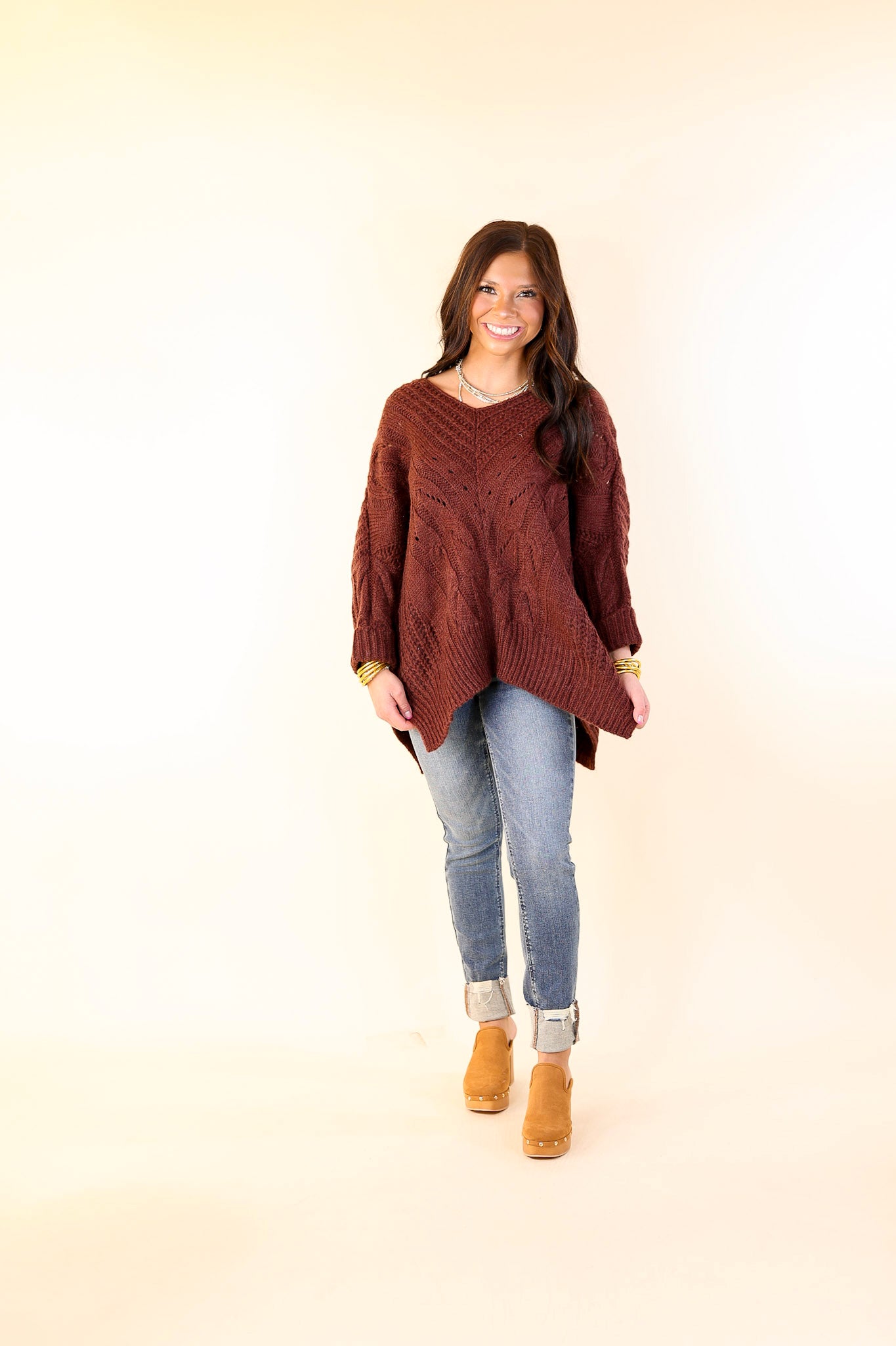 Crisp Morning Air Oversized Dolman 3/4 Sleeve Sweater in Maroon