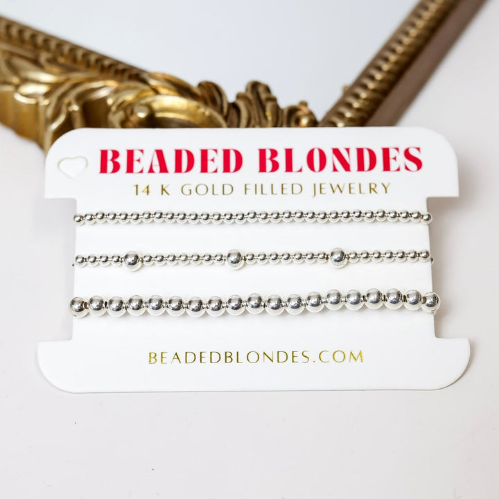 Beaded Blondes | Set of Three | Everyday Bracelet Stack in Silver