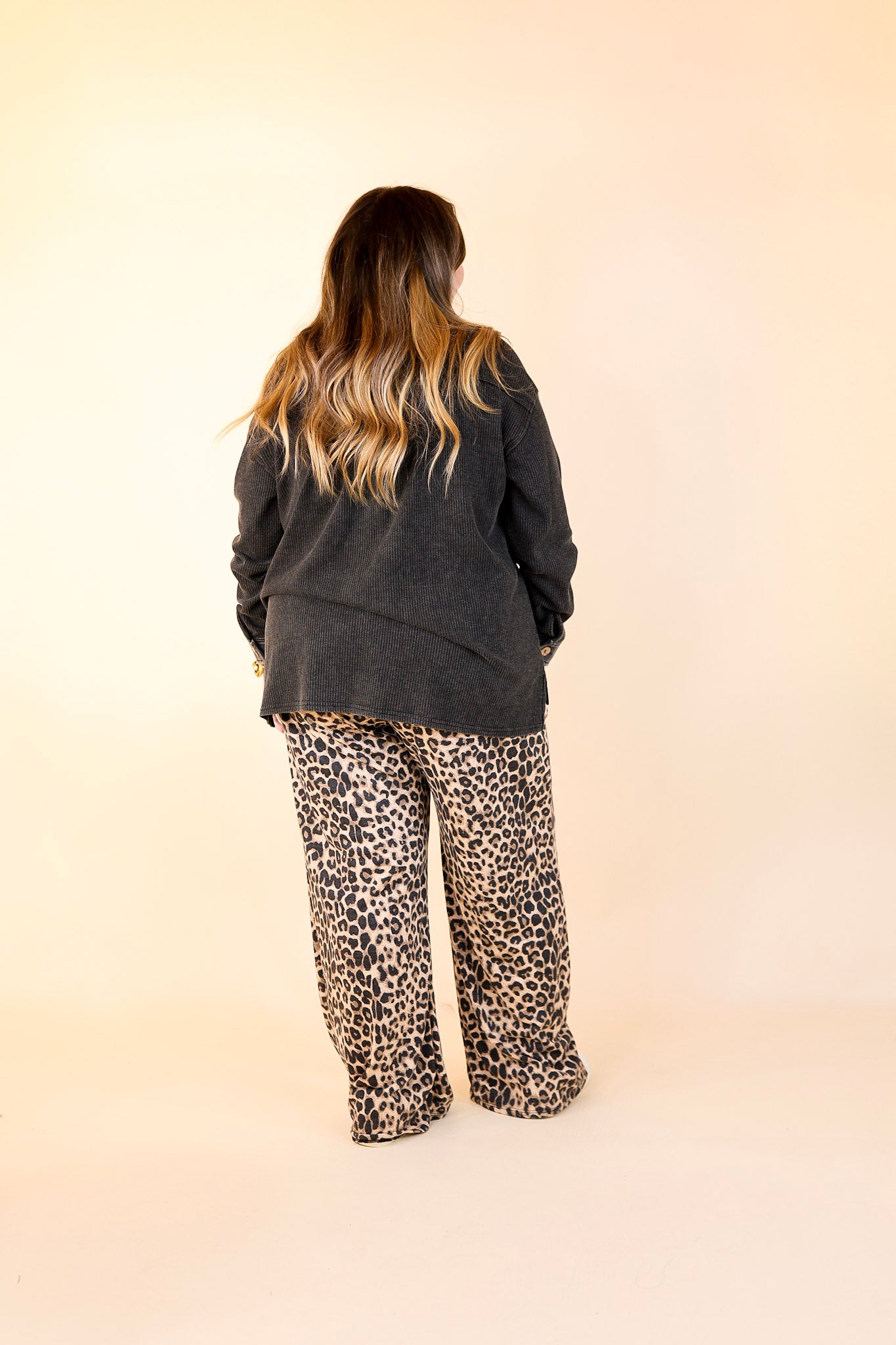 Let's Stay Home Wide Leg Lounge Pants with Pockets in Leopard