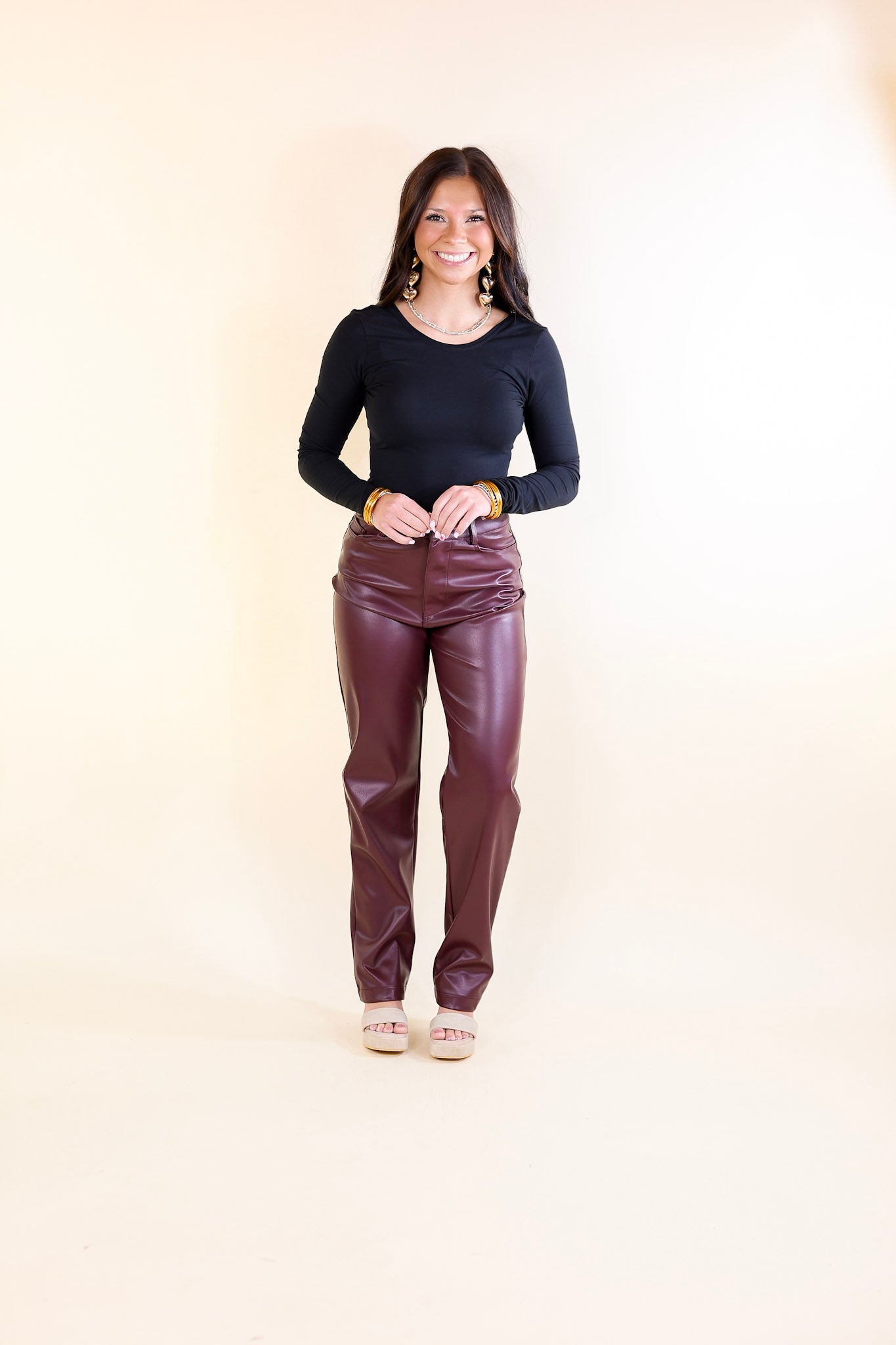 BuddyLove | Gomez Vegan Leather Pants in Wine (Maroon)