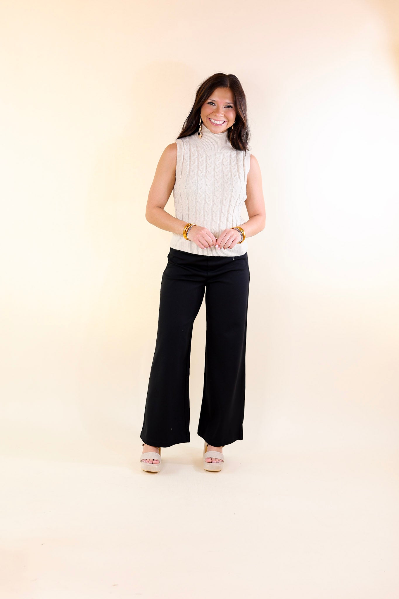 Confident Stride Cropped Wide Leg Pant in Black