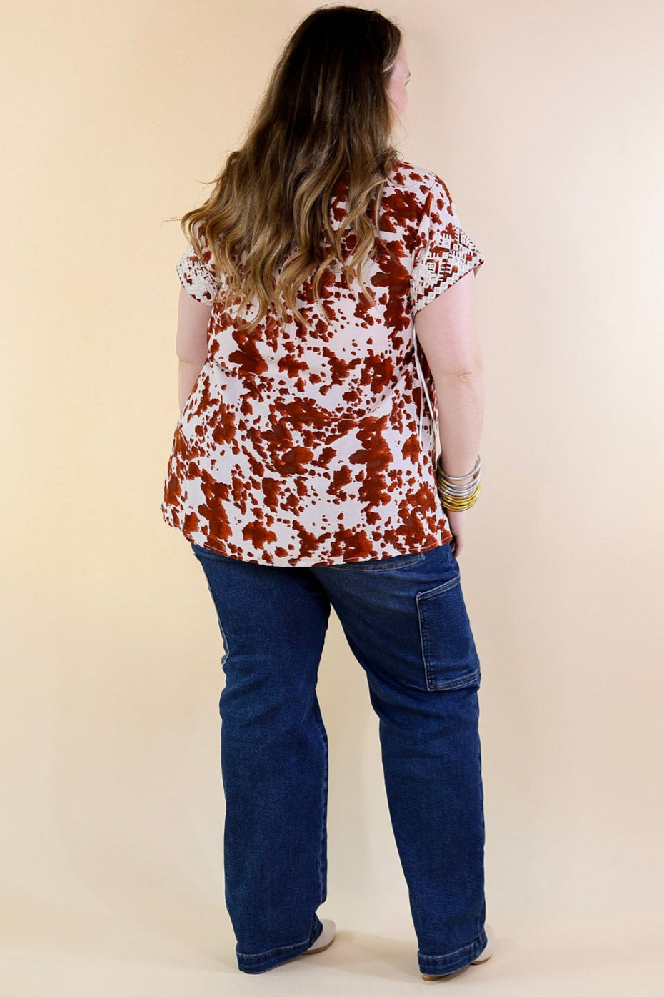 Hear The Applause Embroidered Top in White and Rust Orange