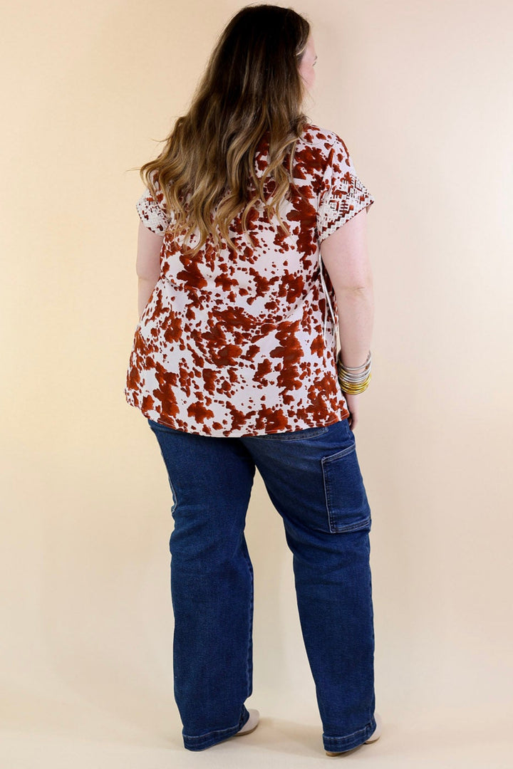 Hear The Applause Embroidered Top in White and Rust Orange