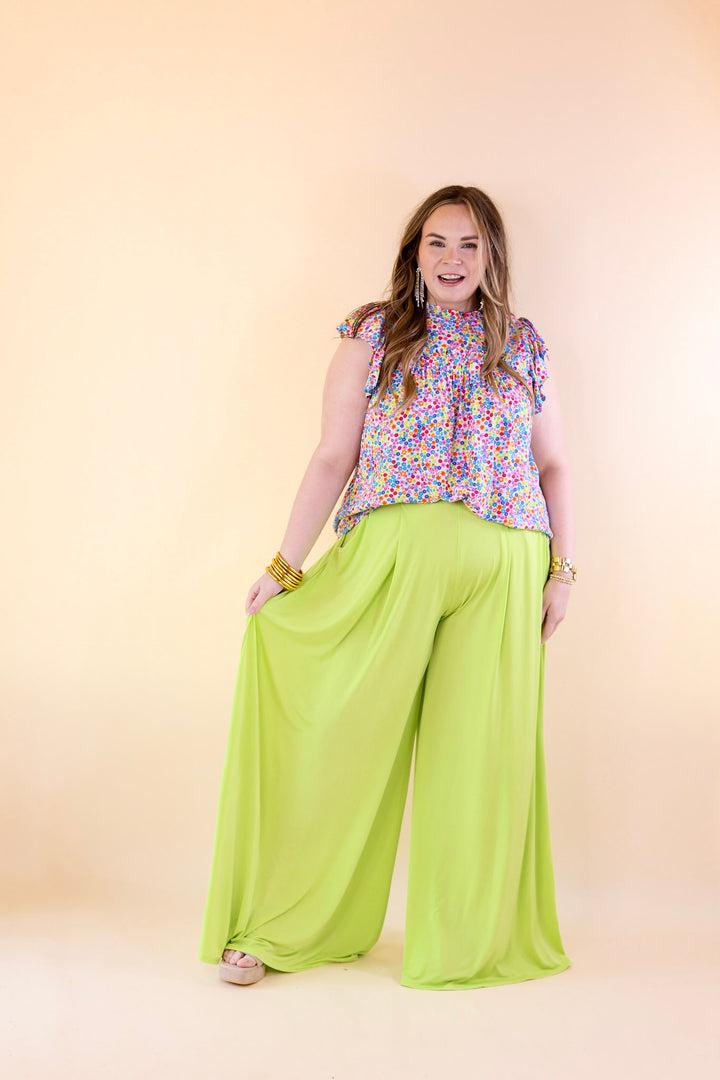 Fun Memories Floral Ruched Front Top with Ruffle Cap Sleeves in Blue Mix - Giddy Up Glamour Boutique