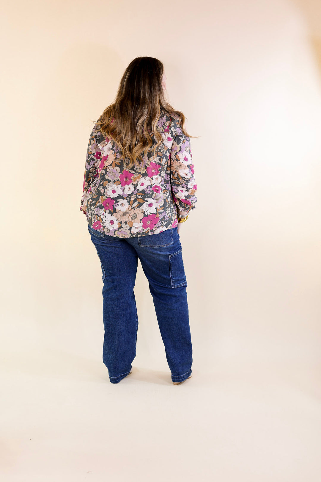 Last Chance Size Small & Medium | My Dearest Darling Floral Embroidered Long Sleeve Top in Olive Green