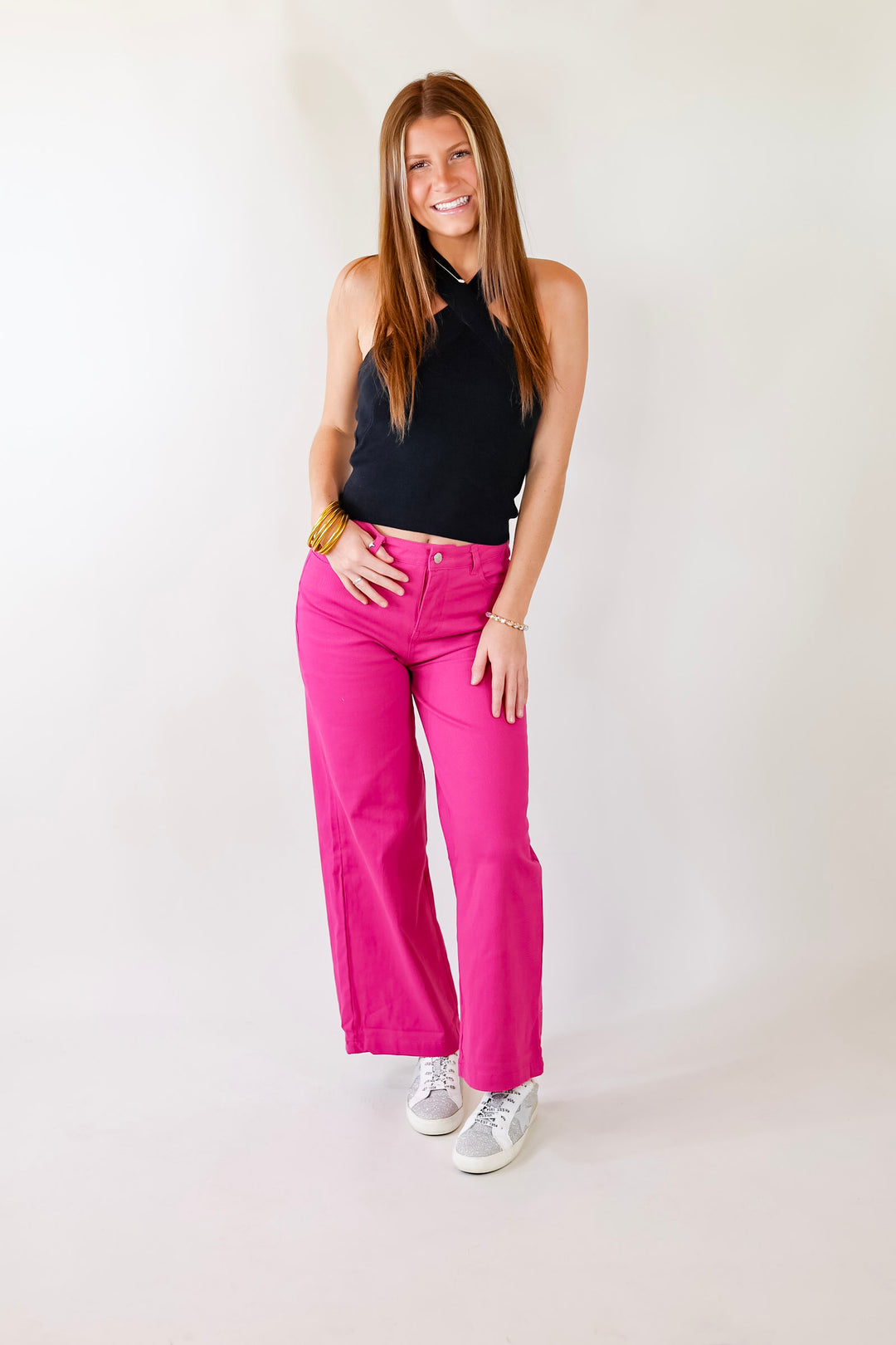 Talk To Me Crossed Strap Top in Black - Giddy Up Glamour Boutique